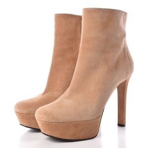 Gucci Tan Suede Women's Platform Ankle Boots Size 37.5
